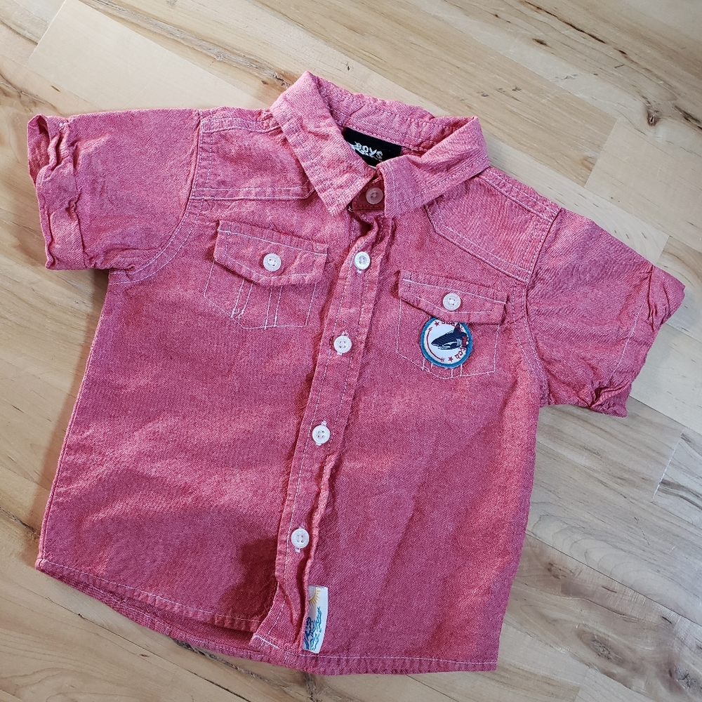 Boys Rock red button down 2T